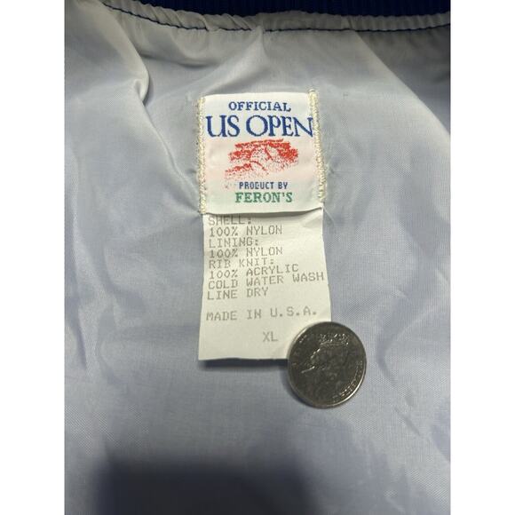 VTG 90s Official US Open Tennis Full Zip Windbreaker By Ferons Size XL RARE - Picture 3 of 14